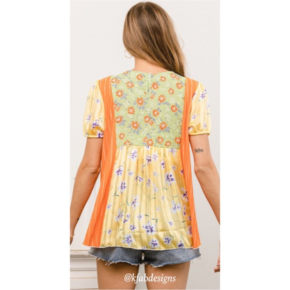 ❤️LAST ONE! Amazing Color Block Color Print Floral Swing Top! - Picture 6 of 6